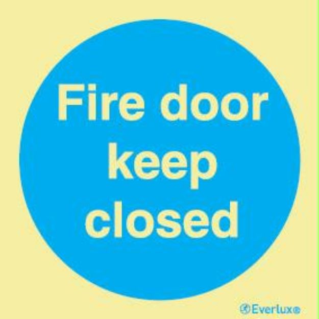 Mandatory, Fire and Watertight door sign, photolum